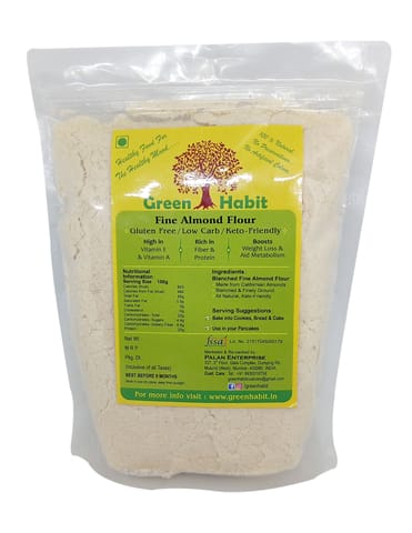 Green Habit Fine Almond Flour (Keto-Friendly, Naturally Protein-Rich, Blanched Almond Fine Powder) (100 gms Pack)
