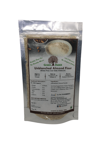 Greenhabit Almond Meal aka Unblanched Almond Flour with Essential Fatty Acids, Almond Meal for Baking (Keto-Friendly) (200 gms)