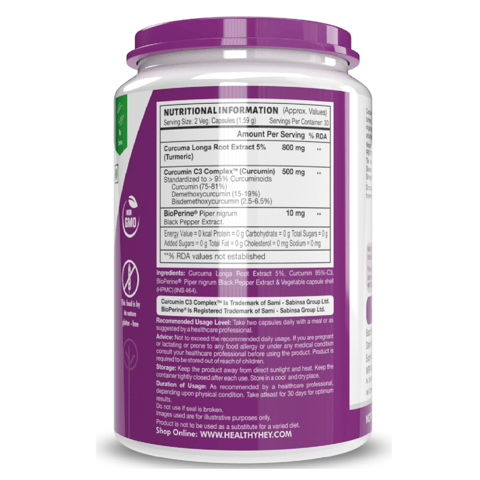 Healthyhey Curcumin With Piperine (Bioperine) 1310Mg, Turmeric (60 Vegetable Caps)