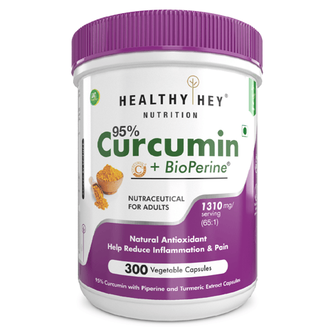 HealthyHey Nutrition Curcumin with Bioperine 1310mg (Ultra Pure) | Natural Antioxidant & Helps Reduce Inflammation & Pain (300 Vegetable Capsules)