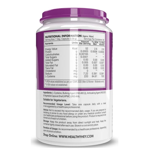 Healthyhey Nutrition L-Cysteine (60 Veg capsules)