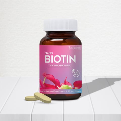 Zeroharm Biotin 30 MCG Tablets For Hair, Skin & Nails (60-Tablets)