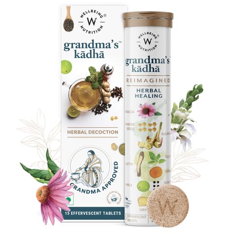 Wellbeing Nutrition Grandmas Kadha Ayurvedic Kadha Tea (15 Effervescent Tabs)