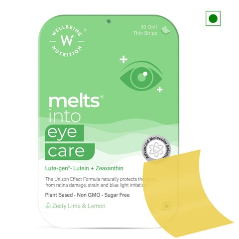 Wellbeing Nutrition Melts Eye Care- Lutemax 2020 (Lutein + Zeaxanthin) for Vision Support & Shield (30 Oral Strips)