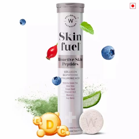 Wellbeing Nutrition Skin Fuel Collagen Builder L Glutathione For Skin Radiance (15 Effervescent Tabs)