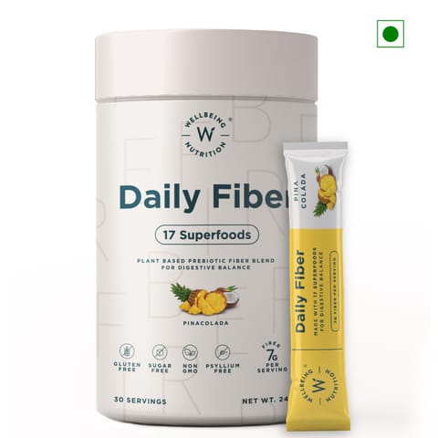 Wellbeing Nutrition Prebiotic Fiber for Weight Management, Sugar Control & Bloating in Pina Colada Flavor