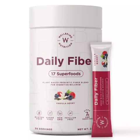 Wellbeing Nutrition Prebiotic Fiber for Weight Management, Sugar Control & Bloating in Vanilla Berry