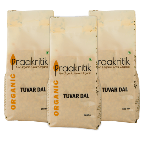 Praakritik Organic Tuvar Dal 1.5kgs (500 Gms each -  Pack Of 3)