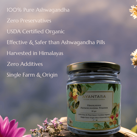 Ayantara, Himalayan Ashwagandha Powder | 100 % Natural & Pure | USDA Certified Organic | Zero Preservatives | Effective & Safer than Ashwagandha tablets