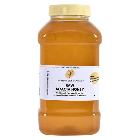 Homegrown Platter Pure Acacia Honey | 100% Pure Raw and Unprocessed Honey | Rich in antioxidants | Honey Boost Immune System & Weight management - 350 gms