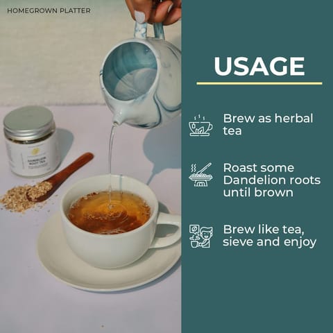 Homegrown Platter Dandelion Root Tea - 100 gms & Hibiscus Flower Tea - 20 gms Combo Tea | Caffeine Herbal Tea for Weight Management | Helps Improve Digestion and Immune System | Herbal Tea