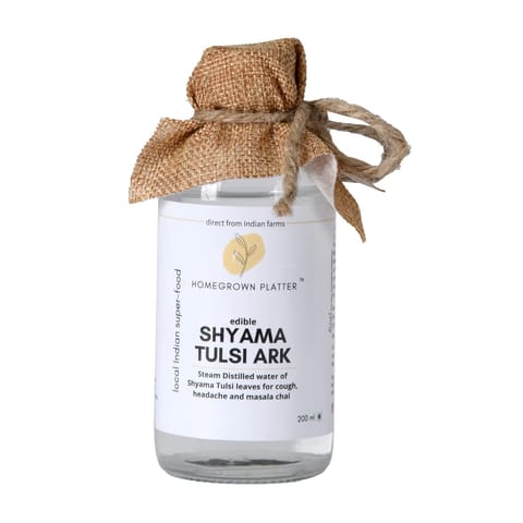 Homegrown Platter Edible Shyama Tulsi Ark for Headaches, Cough and Congestion (200 ml) Steam Distilled
