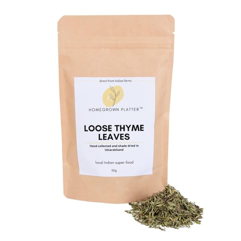 Homegrown Platter Dried Thyme Leaves - 50 gms | Organic | Herbal Tea | For Cough and Cold | Loose Leaves | Seasoning