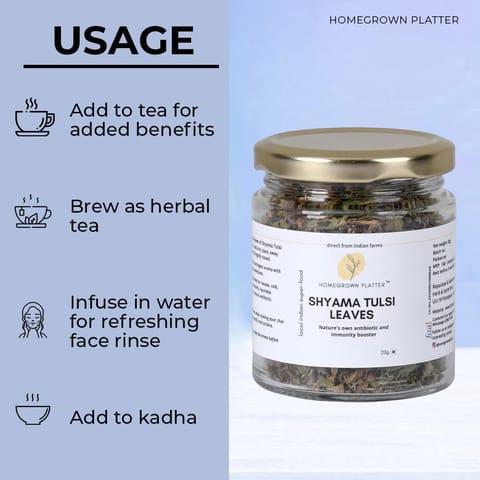 Homegrown Platter Shyama Tulsi Leaves - 20 gms & Dandelion Root Tea - 50 gms Combo Tea | Chai Masala | Herbal Tea