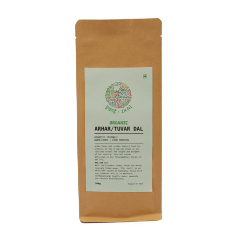 IKAI Organic Arhar/Tuvar Dal (500 gms), Gluten Free, Healthy & Wholesome Organic Pulses
