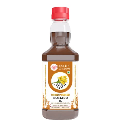 IndicWisdom Wood Pressed Mustard Oil 200 ml (Cold Pressed - Extracted on Wooden Churner)