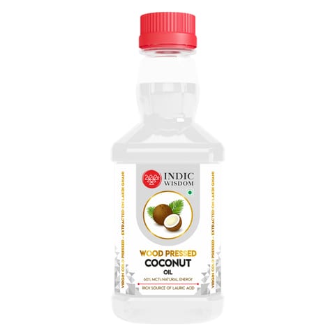 IndicWisdom Wood Pressed Coconut Oil 200 ml (Cold Pressed - Extracted on Wooden Churner)