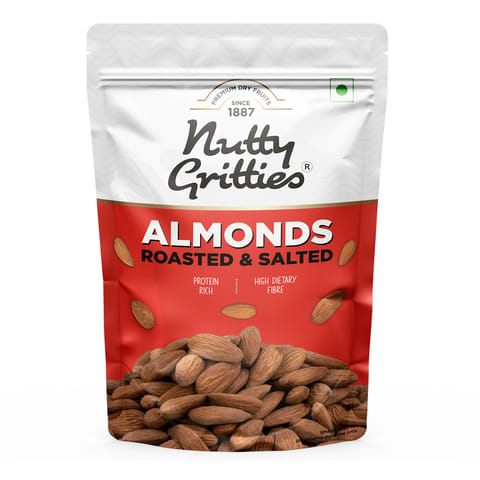 Nutty Gritties California Roasted Almonds, Lightly Salted, Dry Roasted, Non Fried, Zero Oil - 200g