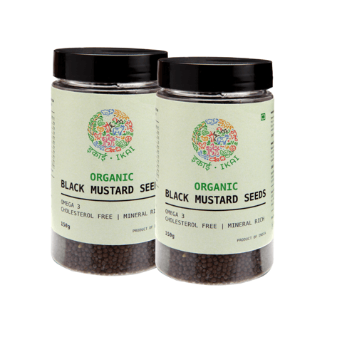 IKAI Organic Black Mustard Seeds (Pack of 2) , Kali Sarsoo 150 Gram