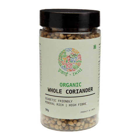 IKAI Organic Coriander Whole (Pack of 2), Sabut Dhaniya, Organic Spice, Produce of India  50 Gram