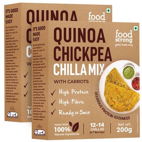 Foodstrong Quinoa Chickpea Chilla Mix | 200 gms  | Pack of 2