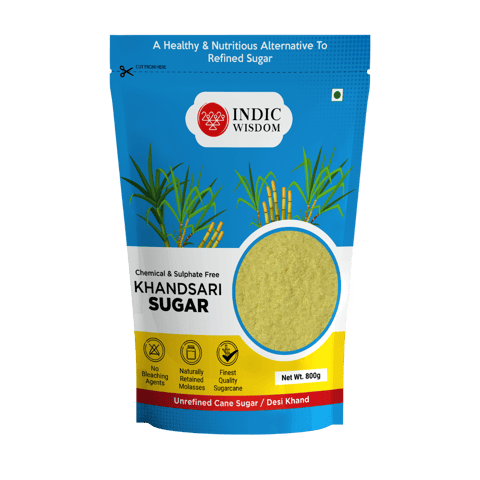IndicWisdom Khandsari Sugar (800 gms) | Unprocessed/Unrefined or Raw Sugar | Desi Khand | No Sulphur Processing or Chemical Additives