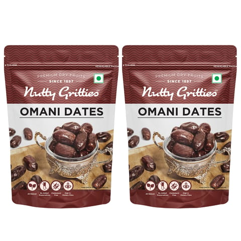 Nutty Gritties Premium Dates - Omani - 500g ( Pack of 2 )