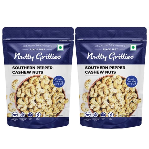 Nutty Gritties Southern Pepper Cashew Nuts (Snack Pack of 2 - 200g)