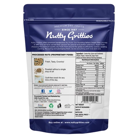 Nutty Gritties Southern Pepper Cashew Nuts (Snack Pack of 2 - 200g)