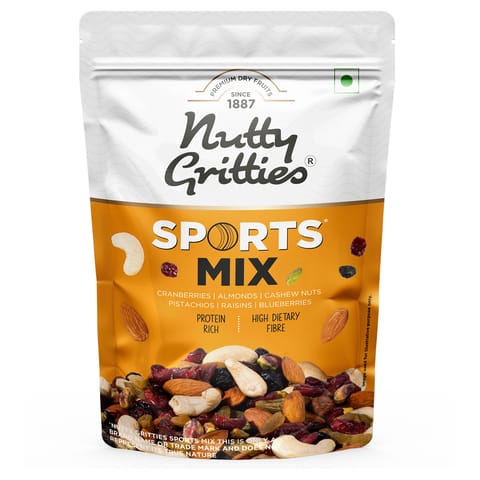 Nutty Gritties Sports Mix - Roasted Almonds, Cashews, Pistachios, Dried Blueberries, Cranberries and Raisins - 200g