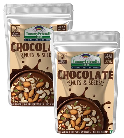 TummyFriendly Foods Chocolate Nuts and Seeds Mix - 2 Packs (200 gms, 100 gms each)
