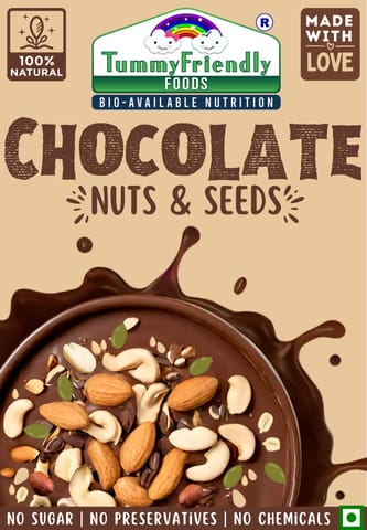 TummyFriendly Foods Chocolate Nuts and Seeds Mix - 100 gms. Healthy Snacks for kids & Adults