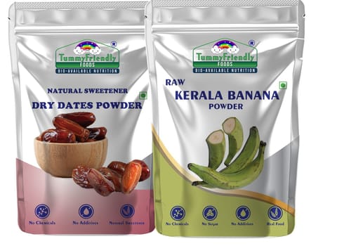 TummyFriendly Foods Dry Dates Powder and Raw Kerala Banana Powder Cereal (200 gms, Pack of 2)