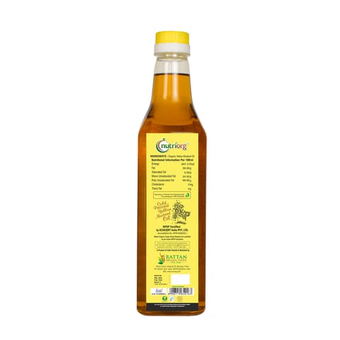 Nutriorg Certified Organic Yellow Mustard Oil 1000ml.