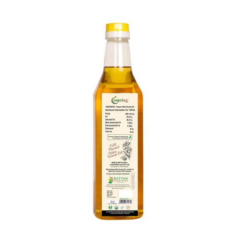 Nutriorg Certified Organic White Sesame Oil 1000ml