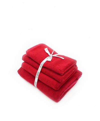 Doctor Towels Bamboo Terry Assorted Towel Pack of 4 - Scarlet Red Color