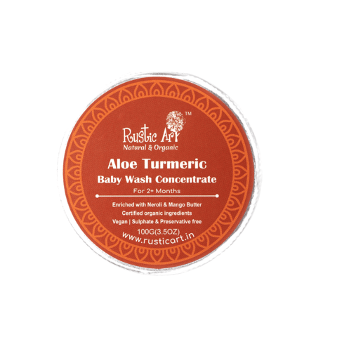 Rustic Art Organic Aloe Turmeric Baby Wash Concentrate For 2+ Months Babies & Kids (100 gms)