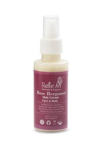 Rustic Art Organic Rose Bergamot Skin Cream | Face & Body Moisturizer | All Skin Types (100 ml)