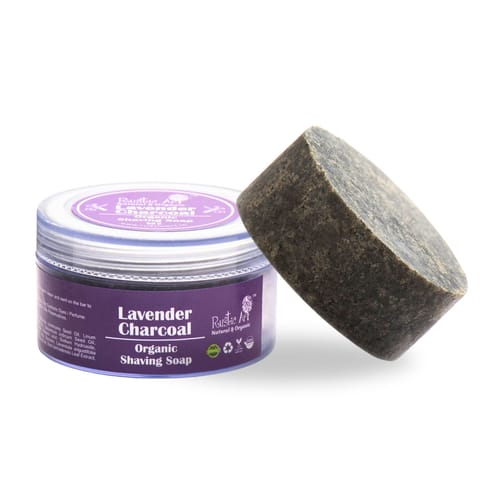 Rustic Art organic Lavender Charcoal Shaving Soap (50 gms)