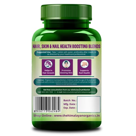 Himalayan Organics Biotin 10,000 mcg with Keratin + Piperine Supplement For Healthy Hair, Skin & Nails (90 Veg Tablets)