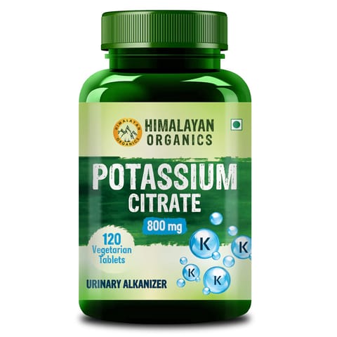 Himalayan Organics Potassium Citrate (800 mg) | Supports Nerve & Muscle Health | 120 Veg Tablets