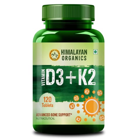 Himalayan Organics Vitamin D3 600 IU + Vitamin K2 as MK7 (120 Tablets)