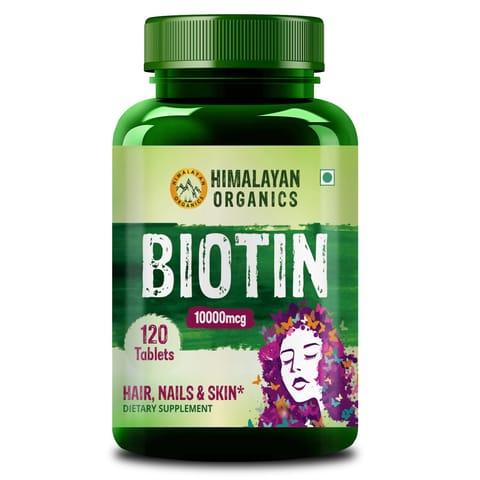 Himalayan Organics Biotin 10,000 Mcg for Hair Growth- 120 tablets