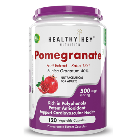 HealthyHey Nutrition Pomegranate Fruit Extract - Support Cardiovascular Health (120 Vegetable Capsules)