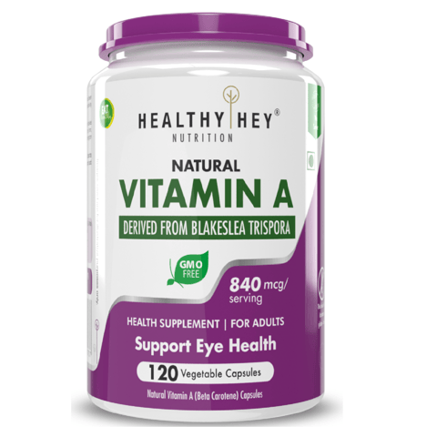 HealthyHey Nutrition Natural Vitamin A from Beta Carotene (120 Veg Capsules)