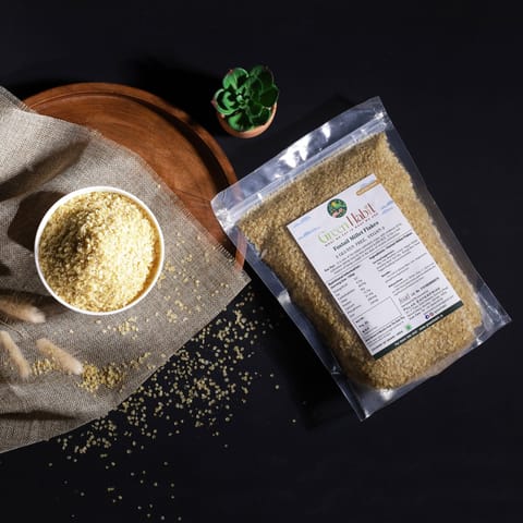 GreenHabit Foxtail Millet Flakes (500 gms) - Nutritious and Gluten-Free Millets Cereals a.k.a Kangni Millet Poha- High Fiber Breakfast