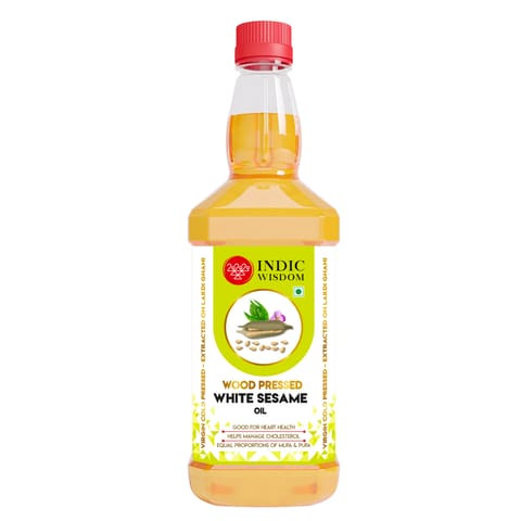 IndicWisdom Wood Pressed White Sesame Oil 200 ml (Cold Pressed - Extracted on Wooden Churner)