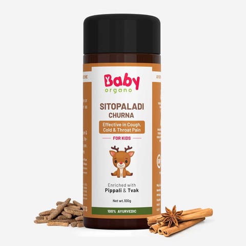 BabyOrgano Sitopaladi Churna For Kids | Contains Pippali & Tvak | Effective in Kid's Cough Naturally | Safe For Kids | 100% Ayurvedic