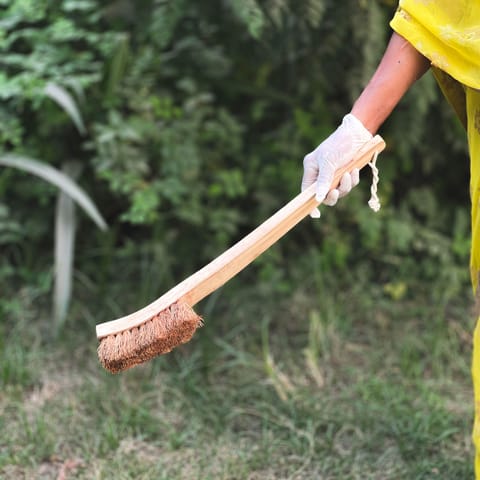 Scrapshala | Toilet Cleaning Brush | Natural Coir | Sturdy | Long Sleek Wooden Handle | Biodegradable | Plastic-Free
