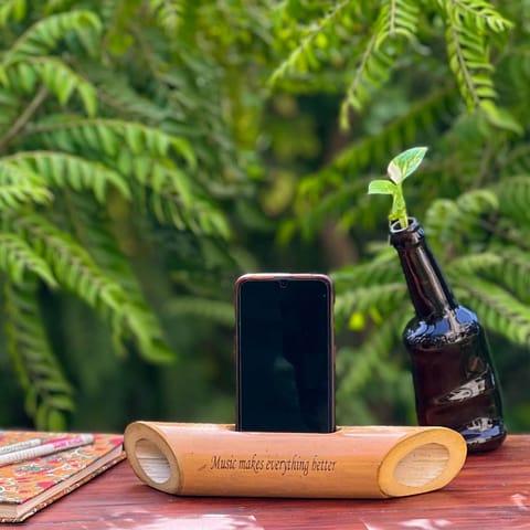 Scrapshala | Bamboobeat Sound Amplifier | Music Makes Everything Better | Mobile Holder | Eco-friendly | Office Desk